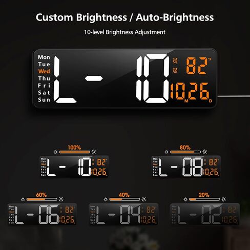 16" Digital Wall Clock with Remote Control, Large Digital Clock with Date, Week, Temperature, Alarm, Timer, Electric Wall Clock for Living Room, Bedroom, Decor, Gift for Elderly in Saudi Arabia