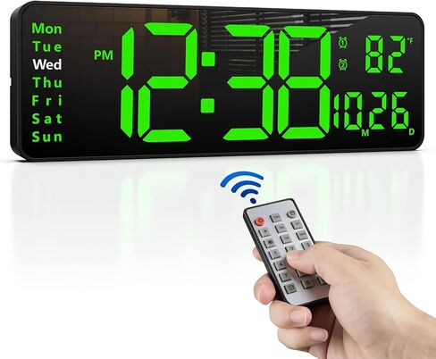 16" Digital Wall Clock with Remote Control, Large Digital Clock with Date, Week, Temperature, Alarm, Timer, Electric Wall Clock for Living Room, Bedroom, Decor, Gift for Elderly in Saudi Arabia