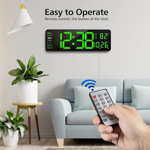 16" Digital Wall Clock with Remote Control, Large Digital Clock with Date, Week, Temperature, Alarm, Timer, Electric Wall Clock for Living Room, Bedroom, Decor, Gift for Elderly in Saudi Arabia