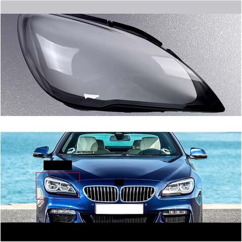 غطاء كشافات شفاف متوافق مع BMW 6 Series F13 2015 2016 2017 غطاء عدسة المصباح الأمامي عاكس الضوء (يسار عادي) in Kuwait