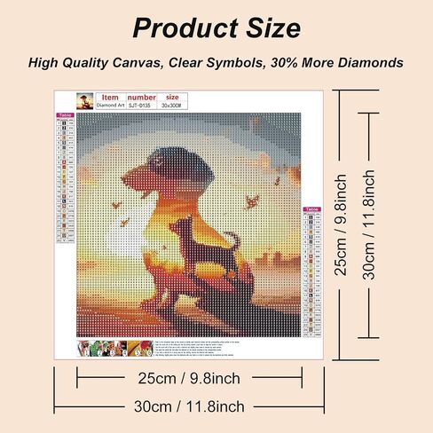 Sjutouci Dachshund Diamond Art Painting مجموعات للبالغين ، مجموعات فن الكلب الماسي للمبتدئين ، 5D DIY Cloy Gem Gem Craft for Home Decor Gift 12x12 inch/30x30cm ، anima in Kuwait