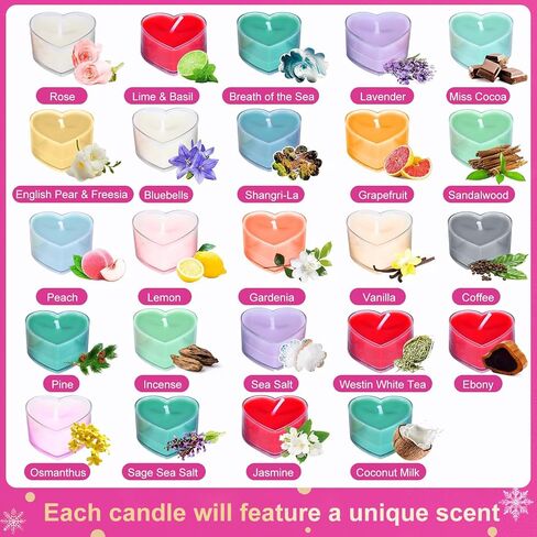 Scented Candle Gift Set, 24 Heart Advent Calendar 2025, Stress Reducing Gifts for Women, Home Scented Candles, Ideal for Women's, Christmas, Thanksgiving, Mother's Day Gifts in Saudi Arabia