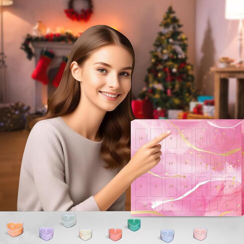 Scented Candle Gift Set, 24 Heart Advent Calendar 2025, Stress Reducing Gifts for Women, Home Scented Candles, Ideal for Women's, Christmas, Thanksgiving, Mother's Day Gifts in Saudi Arabia