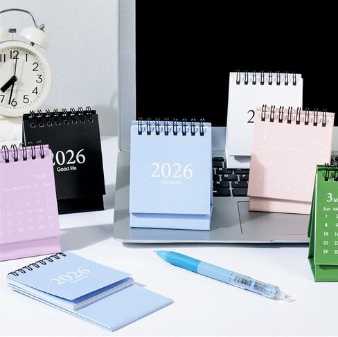 Mini Desk Calendar, Small Calendar 2024-2025 - Form Now to Dec 2025 Standing Flip Desktop Calendar with Stickers (White) in Saudi Arabia