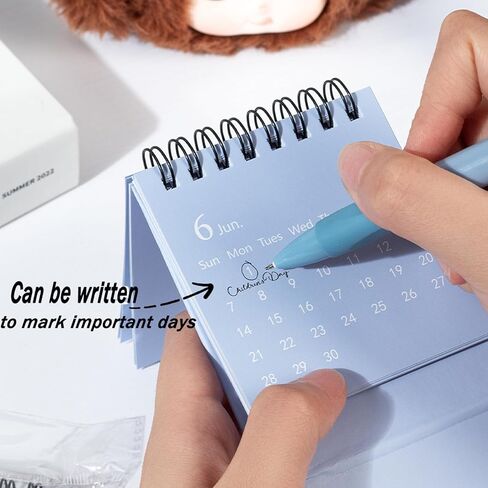 Mini Desk Calendar, Small Calendar 2024-2025 - Form Now to Dec 2025 Standing Flip Desktop Calendar with Stickers (White) in Saudi Arabia