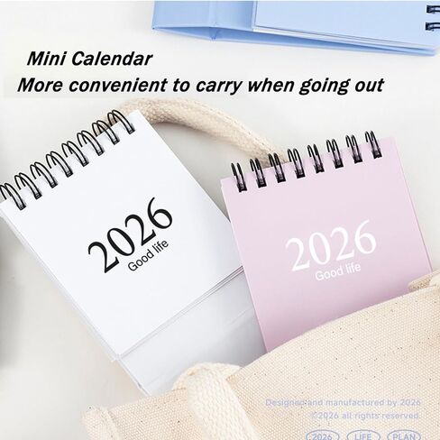 Mini Desk Calendar, Small Calendar 2024-2025 - Form Now to Dec 2025 Standing Flip Desktop Calendar with Stickers (White) in Saudi Arabia