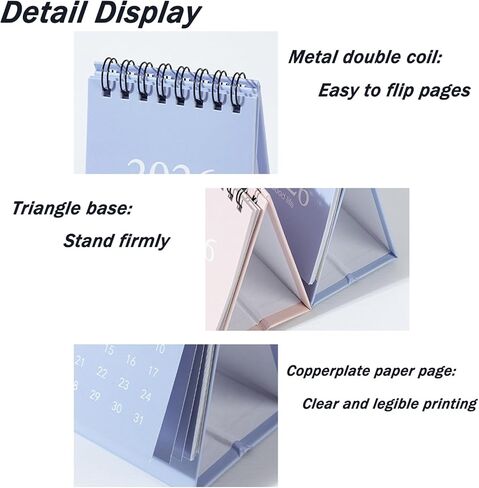 Mini Desk Calendar, Small Calendar 2024-2025 - Form Now to Dec 2025 Standing Flip Desktop Calendar with Stickers (White) in Saudi Arabia