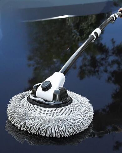 Volodya 15°Curved Car Wash Brush with 47" Extension Long Handle Telescopic Aluminum Microfiber Cleaning Mop for Car Truck SUV RV Boat Wheel Extension Pole Carwash Mop Duster in Saudi Arabia