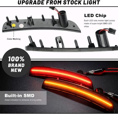 NJSBYL استبدال أضواء LED الجانبية باللون الأحمر الكهرماني لعام 2013 2014 2015 2016 2017 D0dge Viper SRT ACR GT GTC GTS عدسات مدخنة أمامية وخلفية يسار يمين ومصابيح إشارة جانبية LED OEM 68194269AB in Saudi Arabia