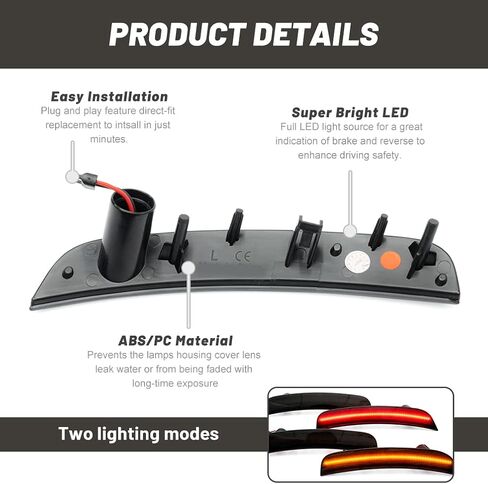 NJSBYL استبدال أضواء LED الجانبية باللون الأحمر الكهرماني لعام 2013 2014 2015 2016 2017 D0dge Viper SRT ACR GT GTC GTS عدسات مدخنة أمامية وخلفية يسار يمين ومصابيح إشارة جانبية LED OEM 68194269AB in Saudi Arabia