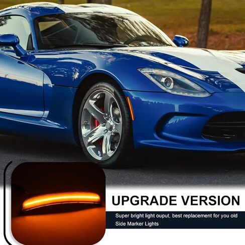 NJSBYL استبدال أضواء LED الجانبية باللون الأحمر الكهرماني لعام 2013 2014 2015 2016 2017 D0dge Viper SRT ACR GT GTC GTS عدسات مدخنة أمامية وخلفية يسار يمين ومصابيح إشارة جانبية LED OEM 68194269AB in Saudi Arabia