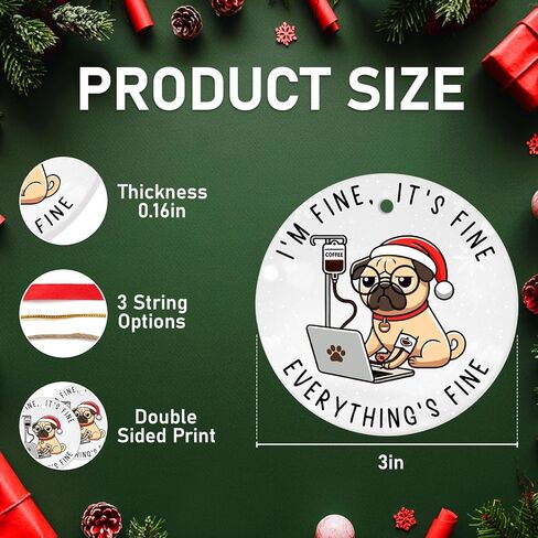 هدايا 34HD لعيد الميلاد، زخرفة عيد الميلاد للقطط السهرة من السيراميك مطبوعة على الجانبين، قطة سوداء للرجال والنساء، زينة عيد الميلاد المعلقة in Kuwait