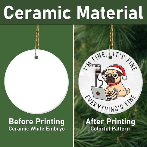 هدايا 34HD لعيد الميلاد، زخرفة عيد الميلاد للقطط السهرة من السيراميك مطبوعة على الجانبين، قطة سوداء للرجال والنساء، زينة عيد الميلاد المعلقة in Kuwait