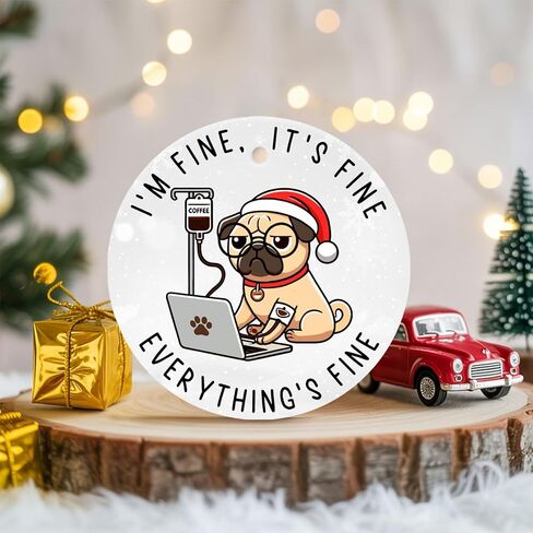 هدايا 34HD لعيد الميلاد، زخرفة عيد الميلاد للقطط السهرة من السيراميك مطبوعة على الجانبين، قطة سوداء للرجال والنساء، زينة عيد الميلاد المعلقة in Kuwait