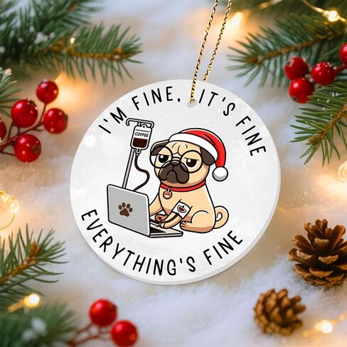 هدايا 34HD لعيد الميلاد، زخرفة عيد الميلاد للقطط السهرة من السيراميك مطبوعة على الجانبين، قطة سوداء للرجال والنساء، زينة عيد الميلاد المعلقة in Kuwait