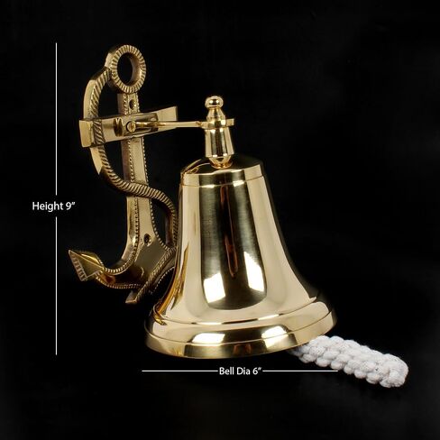 Solid Brass Anchor Wall Bell Decorative Indoor Outdoor Brass Bell Maritime Home Decor Gifts in Saudi Arabia