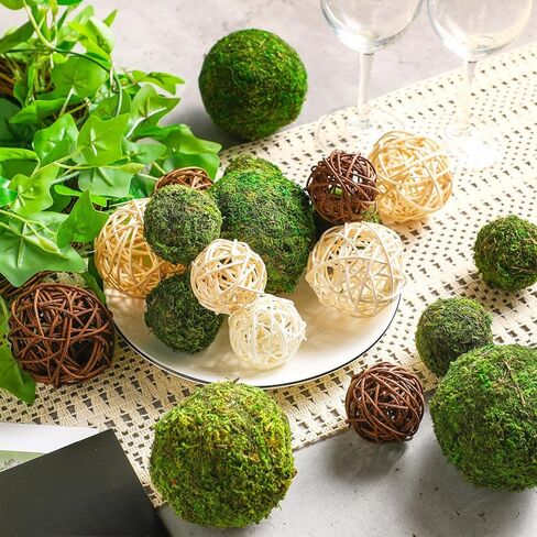 36 قطعة من كرات الطحالب المزخرفة من Yunsailing للأوعية المركزية وكرات خوص الروطان كرات الطحلب المصنوعة يدويًا والأجرام السماوية وحشو مزهرية للحديقة وحفلات الزفاف والمنزل وحفلات عيد الميلاد (ألوان قديمة) in Kuwait