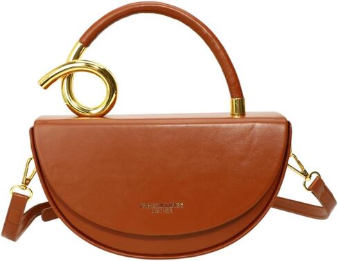 Semi-circular Saddle Purses for Women Elegant PU Leather Tote Shoulder Bag Chic Crossbody Handbag in Kuwait