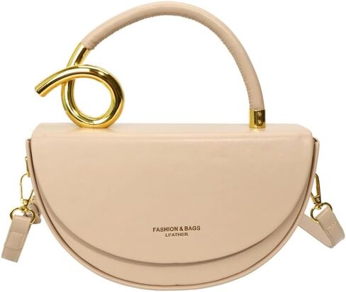 Semi-circular Saddle Purses for Women Elegant PU Leather Tote Shoulder Bag Chic Crossbody Handbag in Kuwait