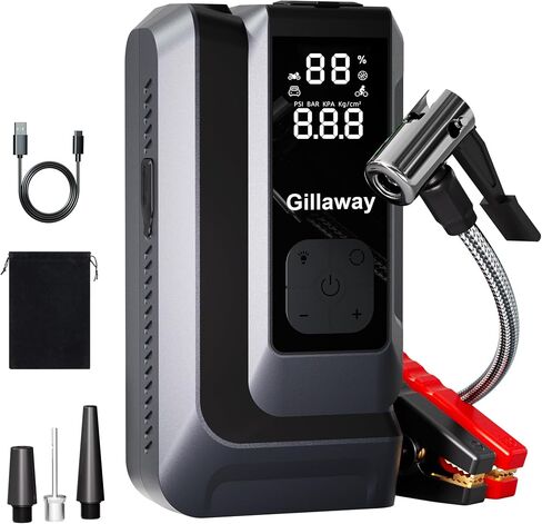 017 6000A بطارية السيارة Jump Starter (لجميع أنواع الغاز أو ما يصل إلى 12 لترًا من الديزل)، حزمة بطارية Jump Starter تصل إلى 100 نقطة تشغيل سريعة، شاشة عرض كاملة وإضاءة LED، QC3.0، النوع C، الشحن السريع PD60W in Saudi Arabia