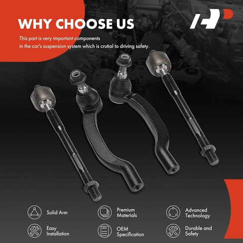 مجموعة A-Premium مكونة من 4 قطع، طقم نهاية قضيب ربط خارجي داخلي أمامي، متوافق مع Ram ProMaster 1500 2014-2021، ProMaster 2500 2014-2021، ProMaster 3500 2014-2021 in Saudi Arabia