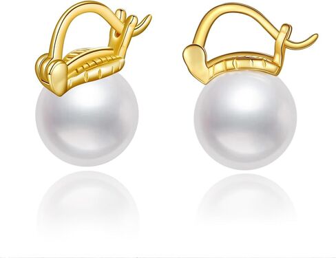 POPLYKE 10mm Pearl Chunky Hoop Earrings Gold Plated 925 Sterling Silver Pearl Earrings for Women Pearl Jewlery Hypoallergenic in Saudi Arabia