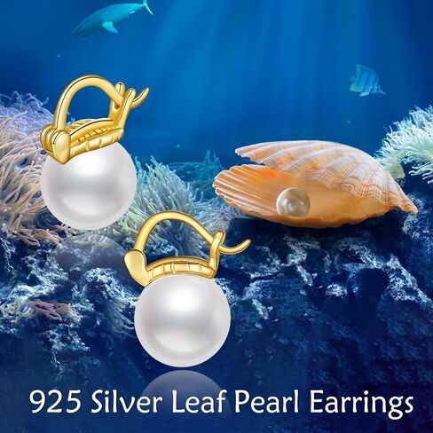 POPLYKE 10mm Pearl Chunky Hoop Earrings Gold Plated 925 Sterling Silver Pearl Earrings for Women Pearl Jewlery Hypoallergenic in Saudi Arabia