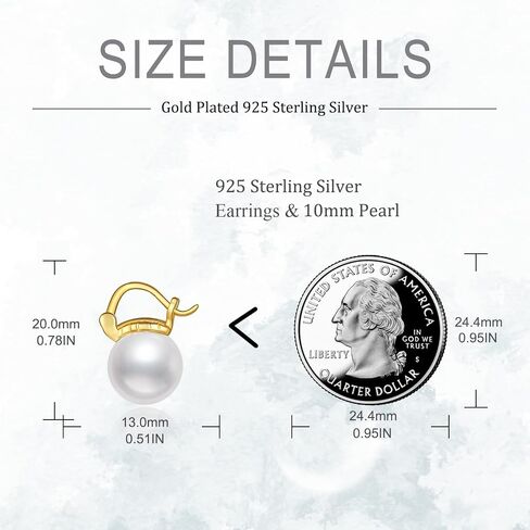 POPLYKE 10mm Pearl Chunky Hoop Earrings Gold Plated 925 Sterling Silver Pearl Earrings for Women Pearl Jewlery Hypoallergenic in Saudi Arabia