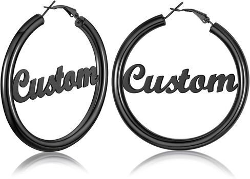 FOCALOOK Hoop Earrings for Women - Lightweight Large Hoops 14K Gold Chunky Earrings Hypoallergenic 5mm Thick Silver Black Hoop Earrings | Custom Name Jewelry 30mm 40mm 60mm 80mm in Saudi Arabia
