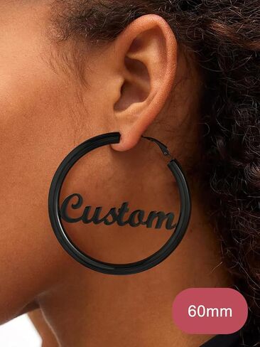FOCALOOK Hoop Earrings for Women - Lightweight Large Hoops 14K Gold Chunky Earrings Hypoallergenic 5mm Thick Silver Black Hoop Earrings | Custom Name Jewelry 30mm 40mm 60mm 80mm in Saudi Arabia