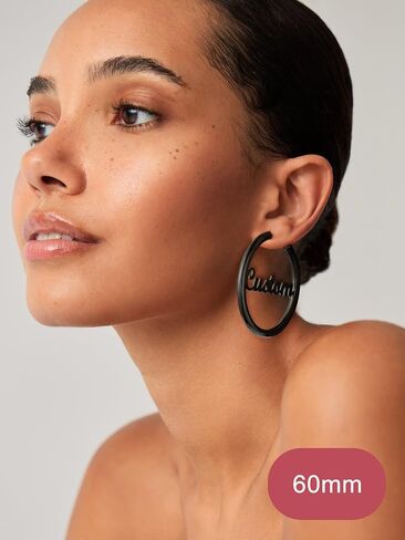 FOCALOOK Hoop Earrings for Women - Lightweight Large Hoops 14K Gold Chunky Earrings Hypoallergenic 5mm Thick Silver Black Hoop Earrings | Custom Name Jewelry 30mm 40mm 60mm 80mm in Saudi Arabia