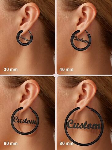 FOCALOOK Hoop Earrings for Women - Lightweight Large Hoops 14K Gold Chunky Earrings Hypoallergenic 5mm Thick Silver Black Hoop Earrings | Custom Name Jewelry 30mm 40mm 60mm 80mm in Saudi Arabia