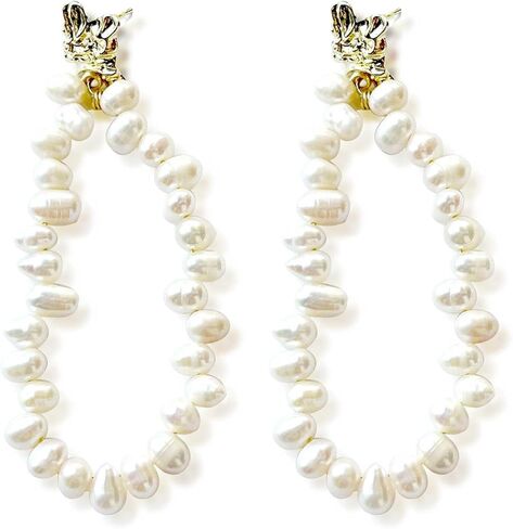Asymmetrical Pearl Earrings - Gold Accented Unique Design, Versatile Everyday Elegance & Evening Glamour, 1 Pair Pearl Earrings Jewelry Birthday Gift for Women、Gathering, Vacation, Banquet, in Saudi Arabia