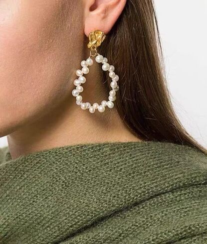 Asymmetrical Pearl Earrings - Gold Accented Unique Design, Versatile Everyday Elegance & Evening Glamour, 1 Pair Pearl Earrings Jewelry Birthday Gift for Women、Gathering, Vacation, Banquet, in Saudi Arabia