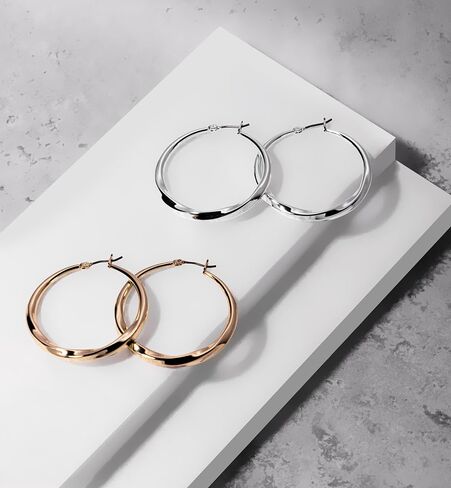 DKNY Medium Twist Hoop Earrings - Elegant Hoop Earrings for Women - Beautiful Women's Jewelry - Gold in Saudi Arabia