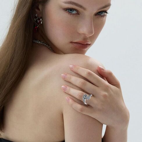 ROMANTICWORK خاتم ملعقة للنساء 925 الفضة الاسترليني اليعسوب / الطائر الطنان / الفراشة قابل للتعديل حلقة مفتوحة زهرة ملعقة مجوهرات للأم عيد ميلاد عيد الميلاد in Kuwait
