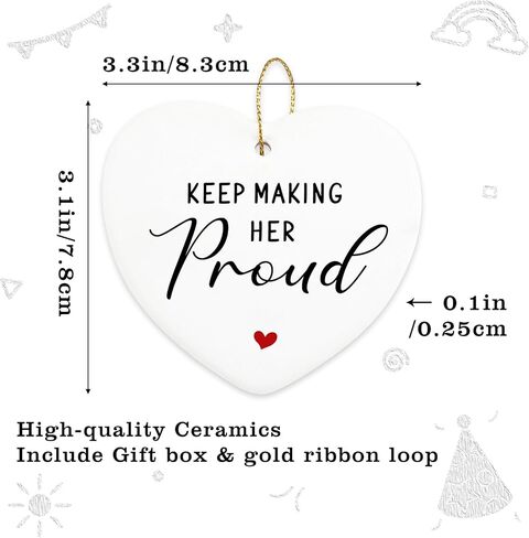 هدايا فقدان الطفل، سنحتفظ بك في قلوبنا، زخرفة معلقة، هدية تذكارية للملاك الطفل، هدايا الإجهاض للأمهات فقدان تعاطف الطفل، هدية Hialektur لعيد الميلاد، تذكار قلب من السيراميك in Kuwait