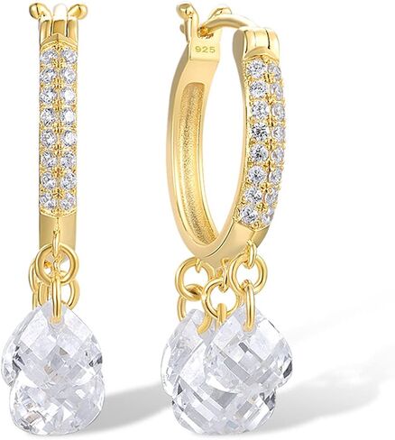 Santuzza 925 Sterling Silver Gemstone Onyx Dangling Huggie Earrings for Women in Saudi Arabia