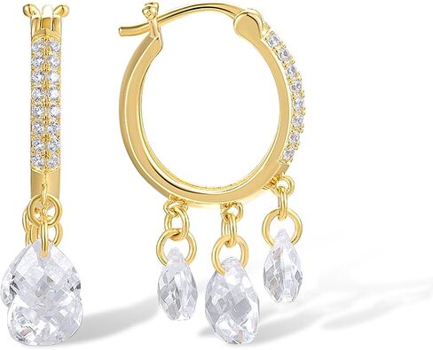 Santuzza 925 Sterling Silver Gemstone Onyx Dangling Huggie Earrings for Women in Saudi Arabia