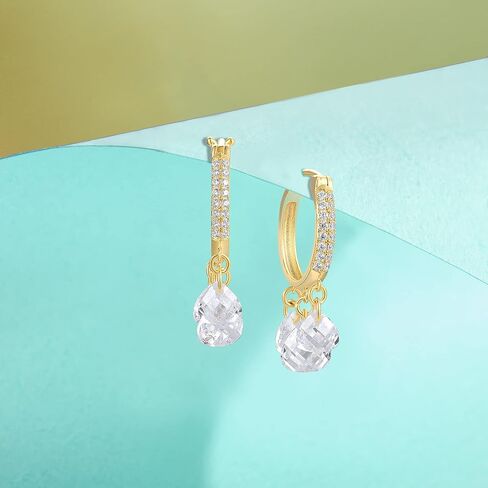 Santuzza 925 Sterling Silver Gemstone Onyx Dangling Huggie Earrings for Women in Saudi Arabia