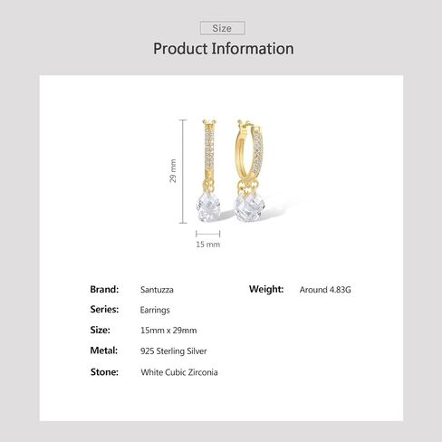 Santuzza 925 Sterling Silver Gemstone Onyx Dangling Huggie Earrings for Women in Saudi Arabia