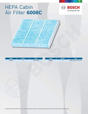 فلتر هواء المقصورة HEPA من بوش 6008C - متوافق مع مازدا 3، 5 in Saudi Arabia