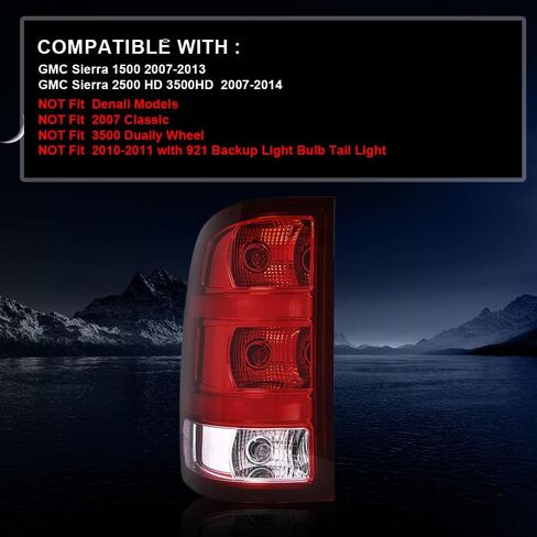 Tail Lights Assembly w/o Bulbs Compatible with GMC Sierra 1500 2014-2018/Fit For GMC Sierra 2500 HD 2015-2019/Fit For GMC Siera 3500 HD 2015-2019 Smoky lens Clear Bottom in Saudi Arabia