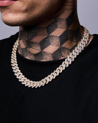 سلسلة ربط كوبية من لولو ميل للرجال والنساء مثلجة 14 مم ميامي زركونيا مكعب قلادة كوبية، هيب هوب 18 قيراط مطلية بالذهب الماس الثقيل الكوبي رابط سوار مغني الراب in Kuwait