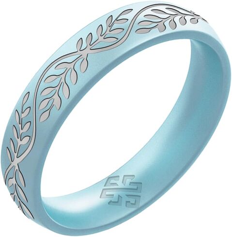 Knot Theory Laurel Silicone Ring for Women - Baby Blue, Cosmic Purple, Dark Silver, Lavender, Pink, Rose Gold, White Breathable Comfort Fit 6mm Bandwidth in Saudi Arabia