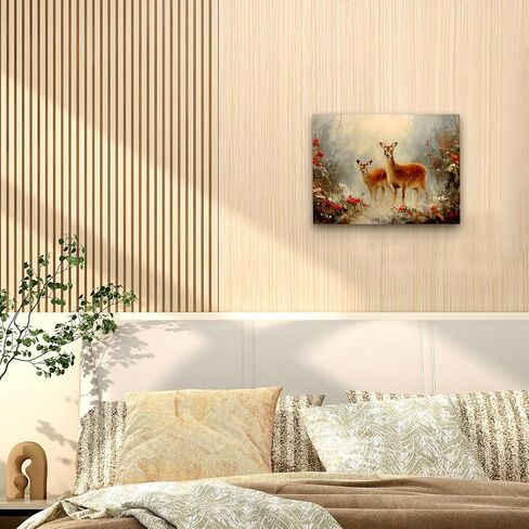 WODMIS خمر عيد الميلاد الوردي شاحنة جدار ديكور مؤطرة قماش جدار الفن، بلدة صغيرة ديكور عيد الميلاد، مزرعة أشجار عيد الميلاد الطازجة جدار ديكور قماش ديكورات المنزل للمنزل مزرعة جدار ديكور 11x14 in Kuwait