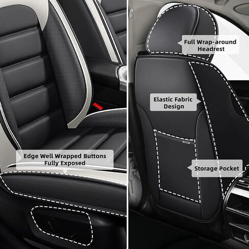 Car Seat Cover Fit for Ford Expedition 2000-2025,Compatible Airbag Non-Slip Waterproof Seat Cover,Car Seat Protector Premium Interior (Luxury 5 Seats,Black Green) in Kuwait