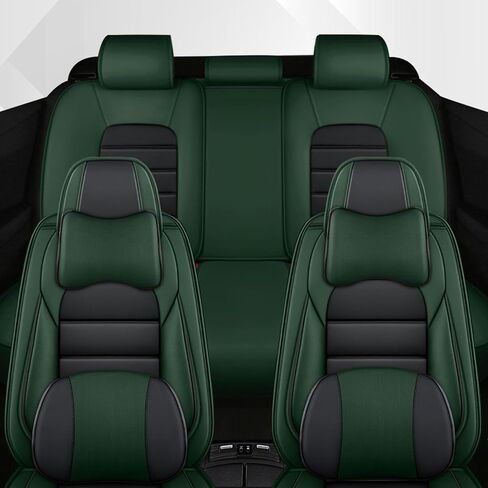 Car Seat Cover Fit for Ford Expedition 2000-2025,Compatible Airbag Non-Slip Waterproof Seat Cover,Car Seat Protector Premium Interior (Luxury 5 Seats,Black Green) in Kuwait