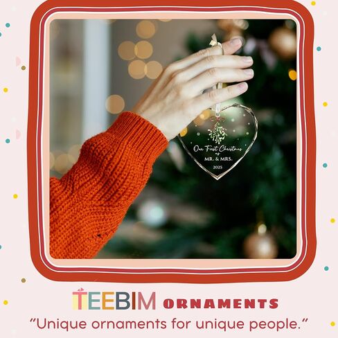 First Christmas Married Ornament 2025 - Mr and Mrs Gifts - Wedding Gifts for Couples, Newlyweds, Bride, Future Mr and Mrs - Married Bridal Shower Gift Ideas - Glass Wedding Ornament 2025 in Saudi Arabia