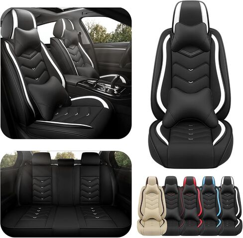 Car Seat Covers for Nissan Titan 2004-2025, Premium Nappa Leather Car Seat Cover, Stylish Sport Seat Covers， Automobile Seat Cover Sets.(Standard 2 Seats/Black White) in Saudi Arabia